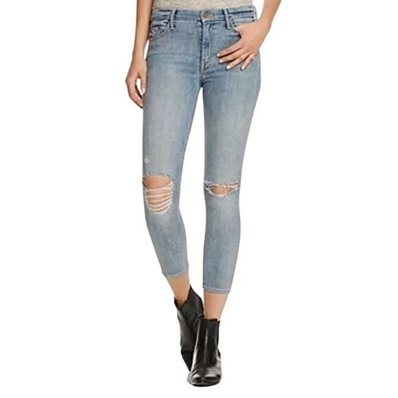 Mother Jeans High Waisted Looker Crop Jeans Chatterbox Blue Women 24 - Picture 1 of 11